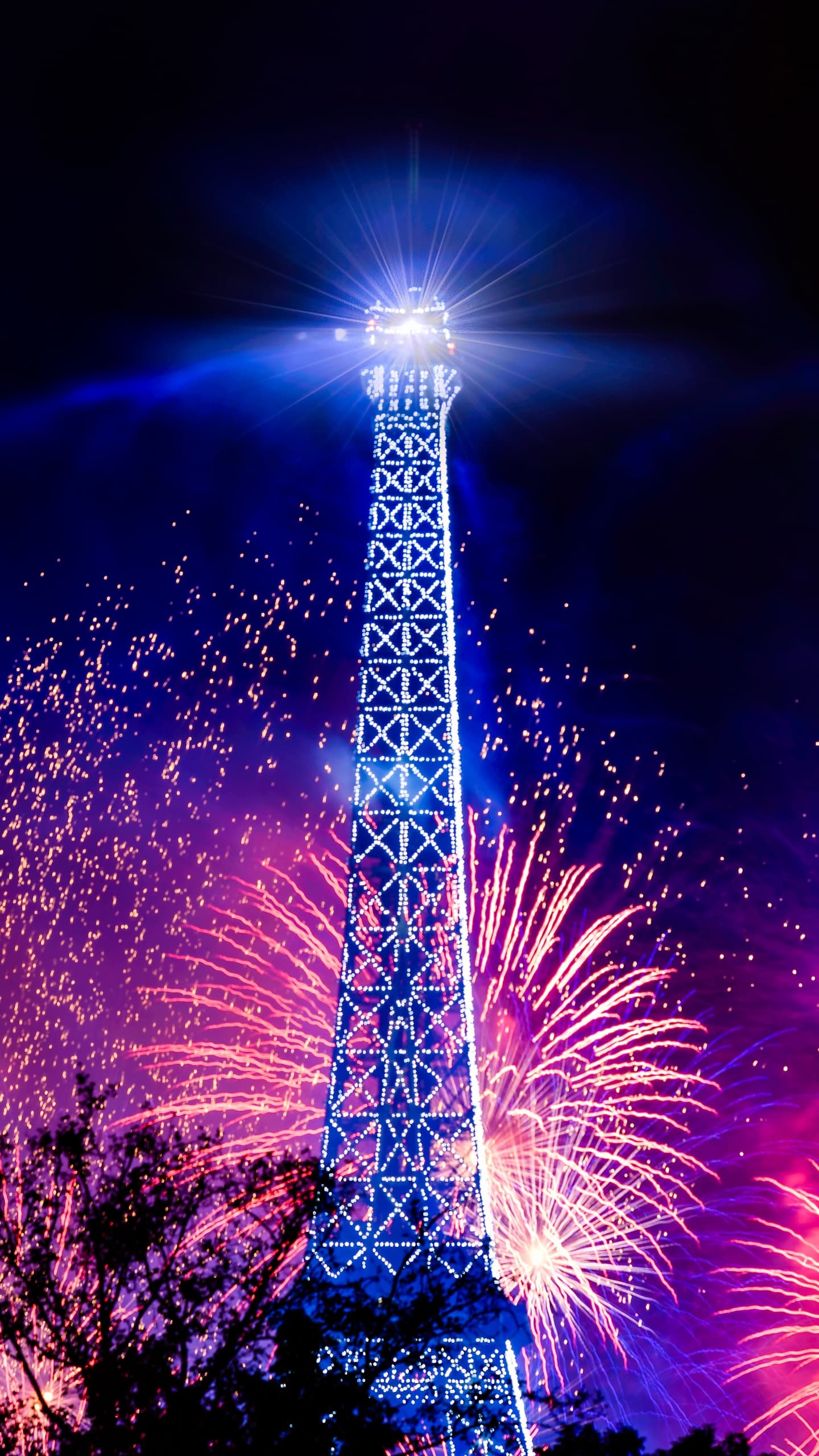 Eiffel Tower Fireworks Bastille Day Night Paris x