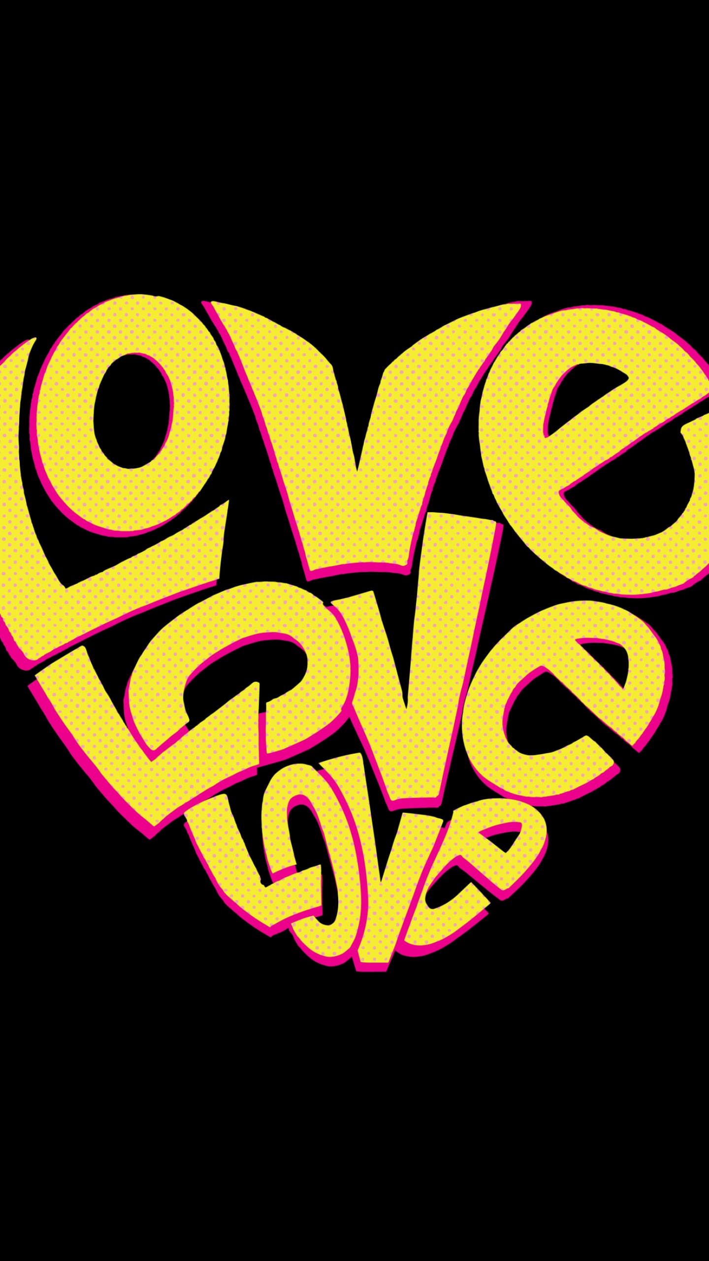 Love Word Love Heart Black Background Yellow x