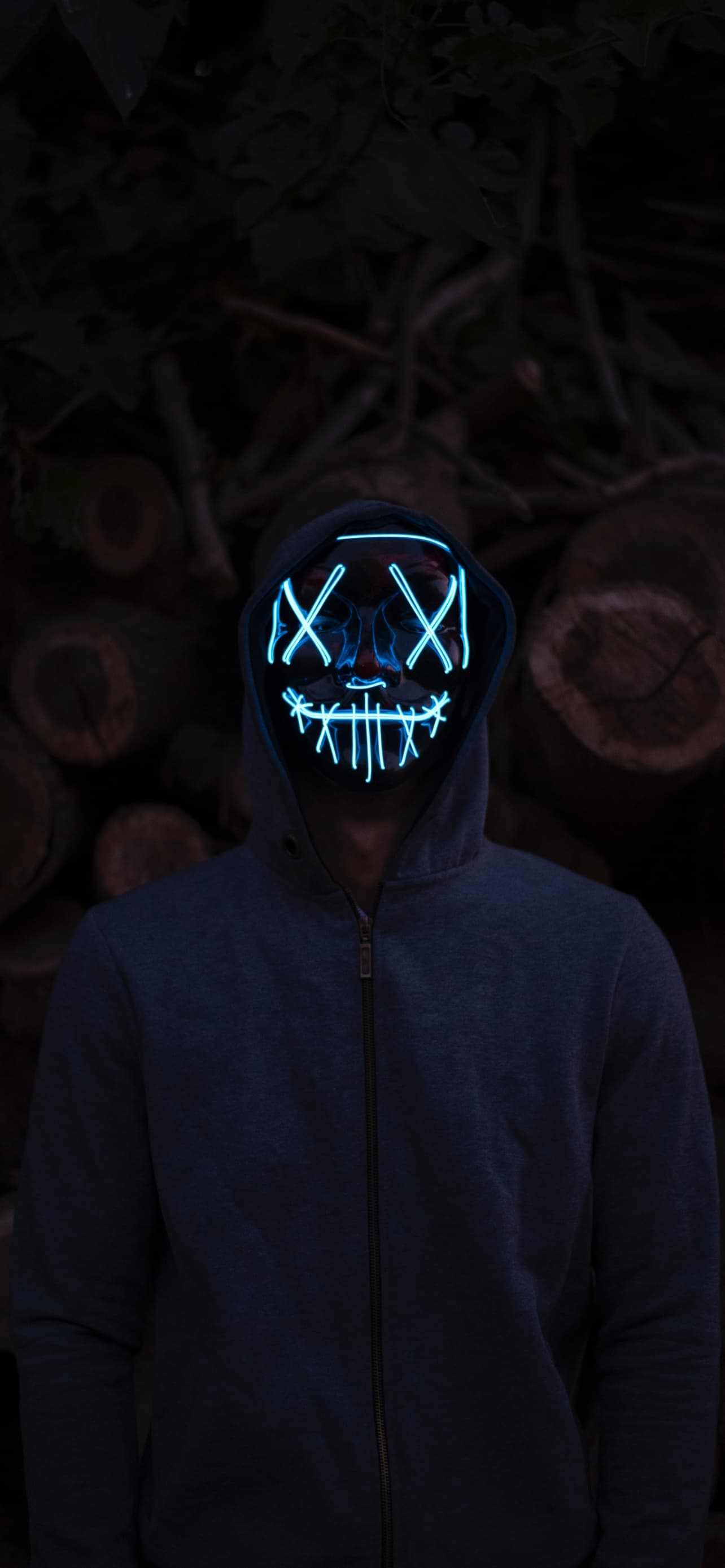 Man Led Mask Anonymous Dark Background x