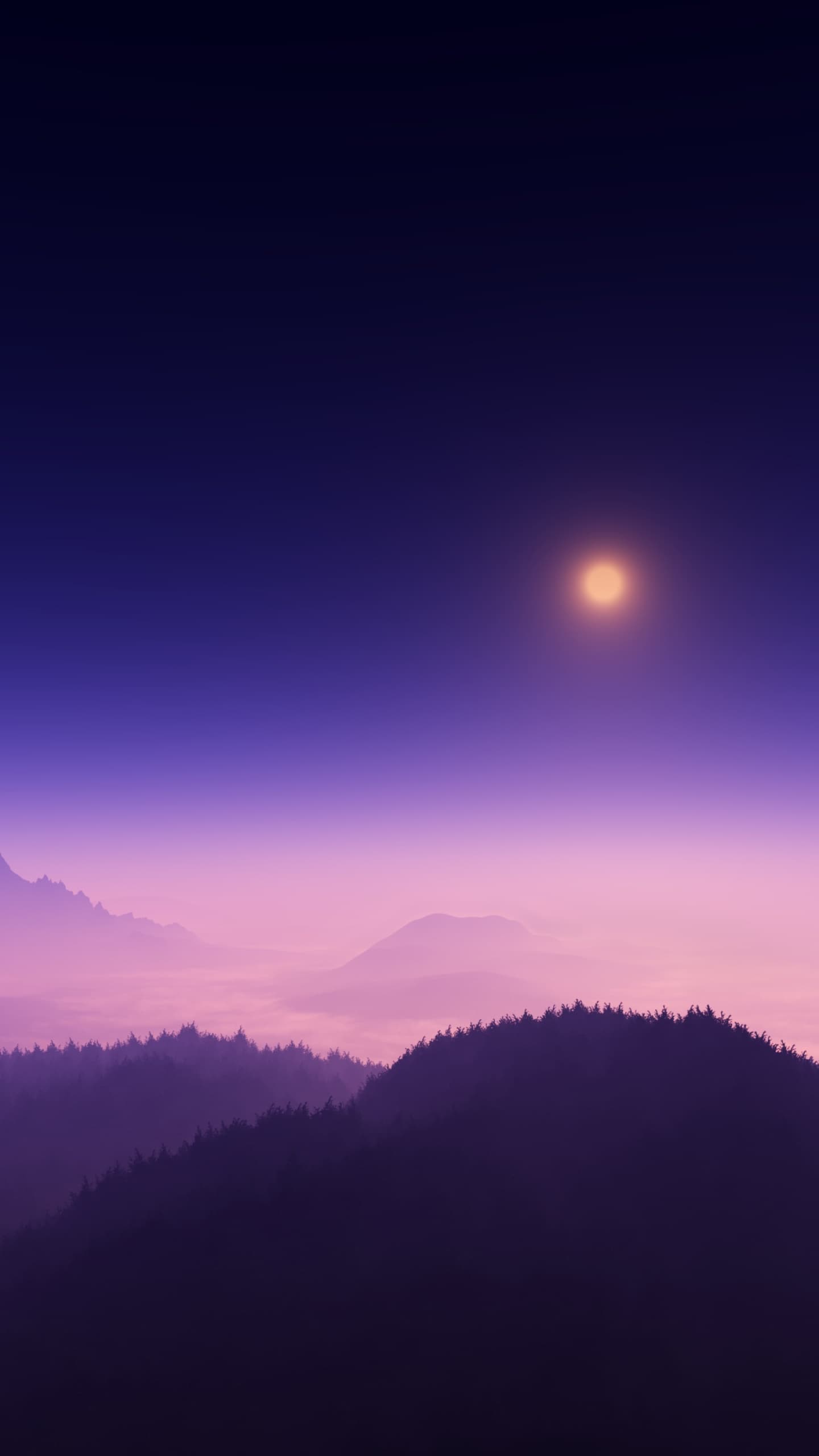 Moon Light Foggy Night Time Aerial View Landscape x - free HD phone wallpaper for iPhone and Android, 1284x2778