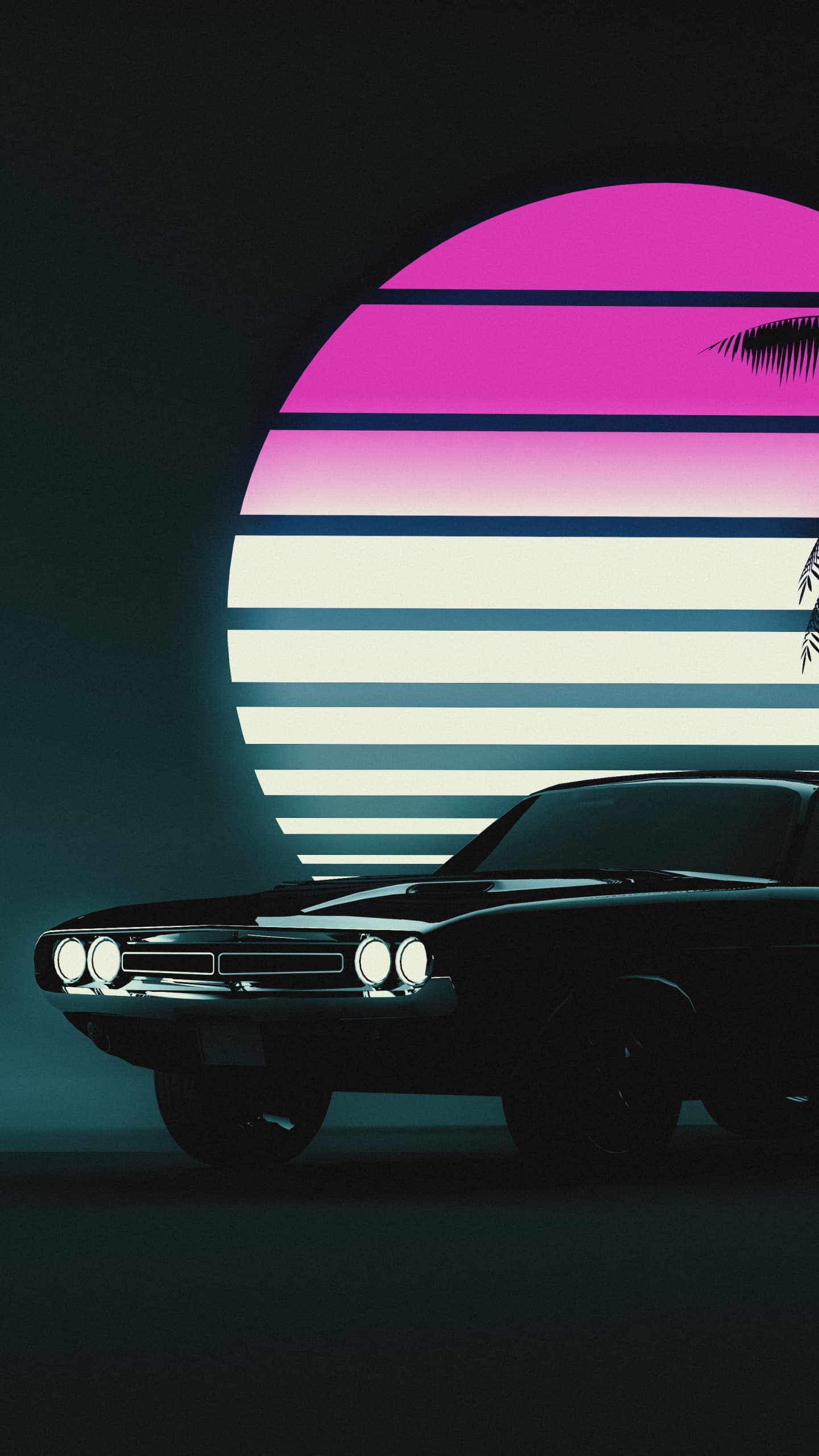 Muscle Car Retro Vintage Car Sunset Neon 5k x - free HD phone wallpaper for iPhone and Android, 1284x2778