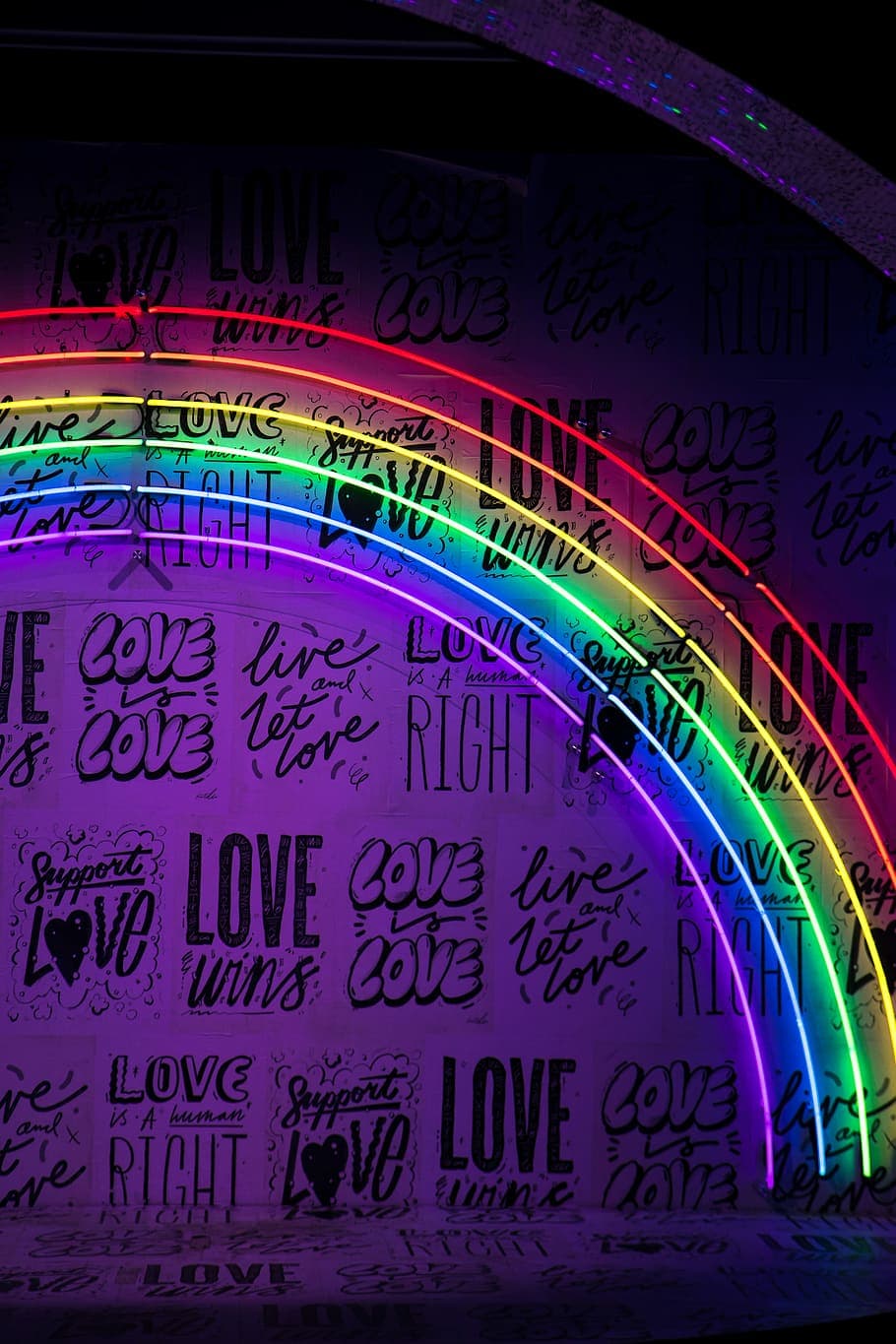 Typography Neon Sign Rainbow Neon