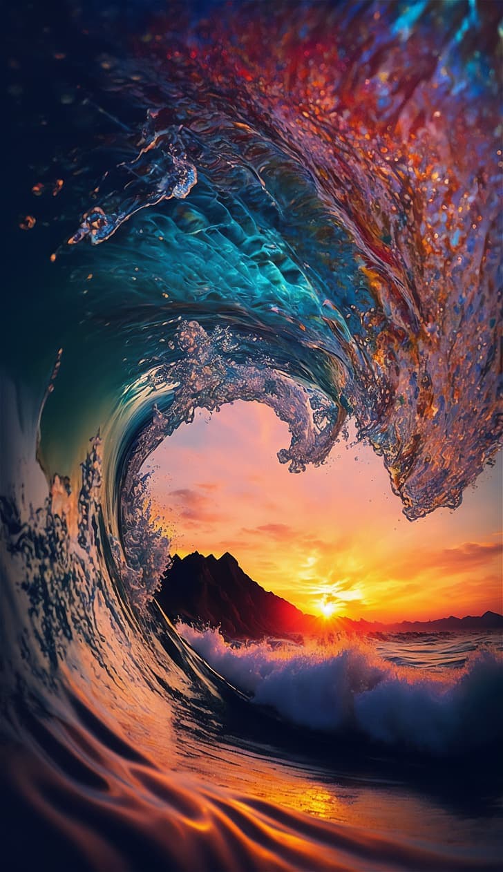 Ai Art Vertical Portrait Display Colorful Waves Hd Wallpaper Preview