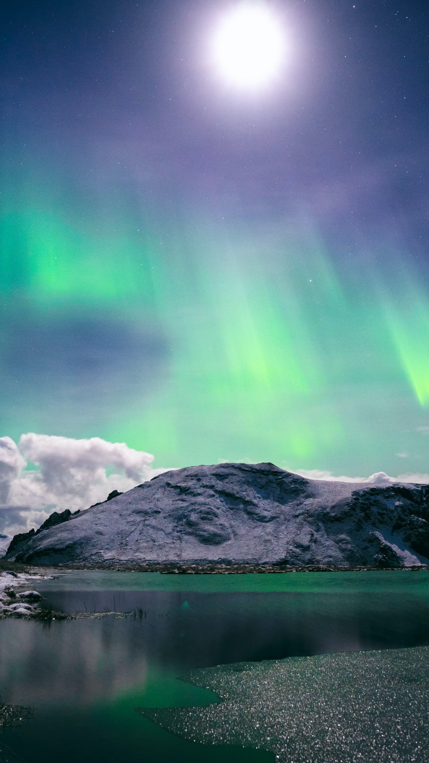 Aurora Borealis Glacier Mountains Snow Covered Natural x