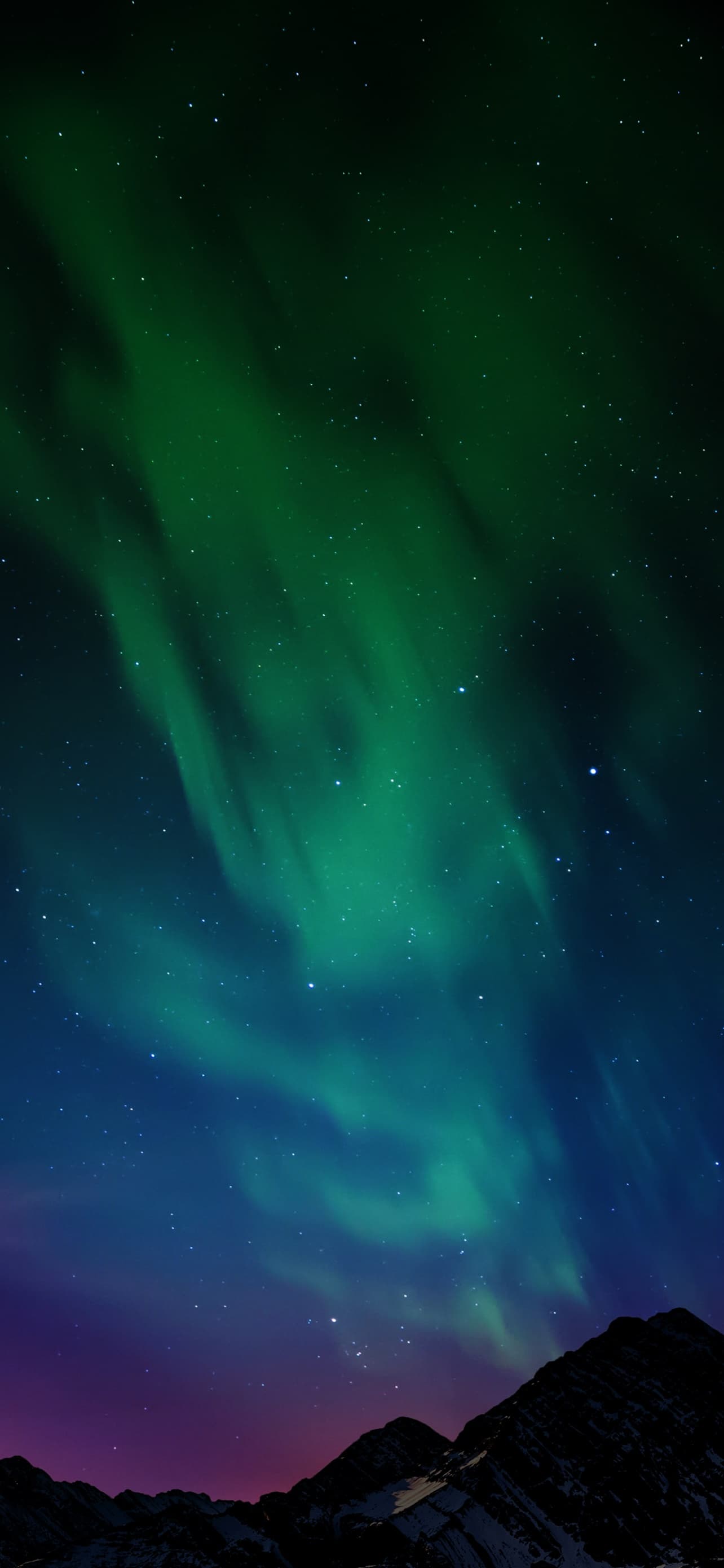 Aurora Borealis Northern Lights Mountain Range Night Time x - free HD phone wallpaper for iPhone and Android, 1284x2778