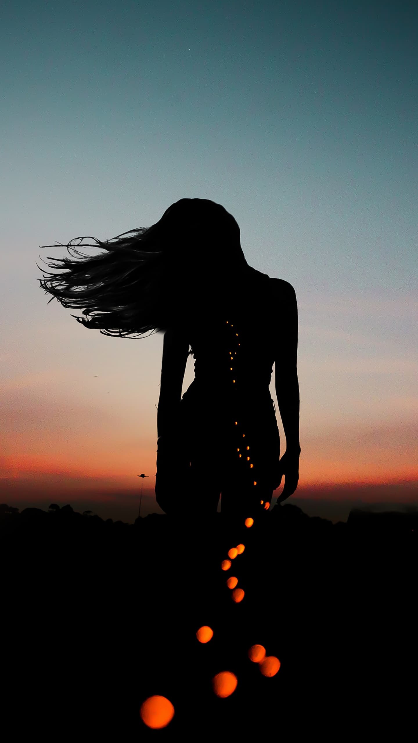 Girl Silhouette Aesthetic Mood Bokeh Evening Sky Dusk x - free HD phone wallpaper for iPhone and Android, 1284x2778
