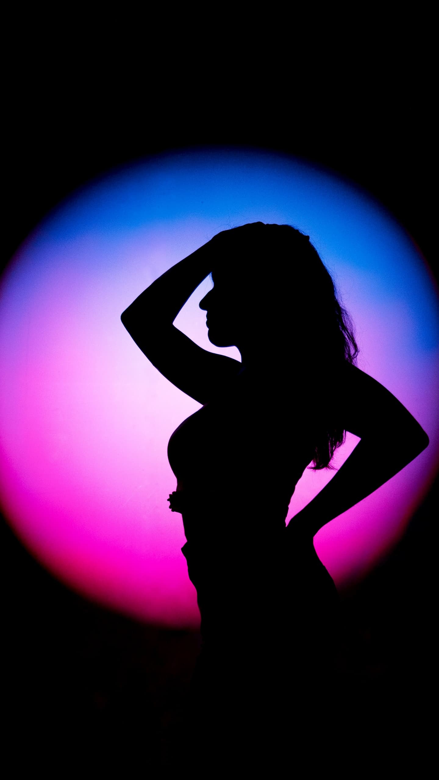Girl Woman Light Silhouette Pose Style Circular Black x