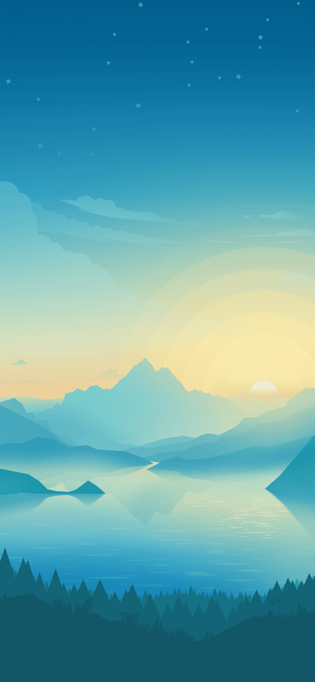 Lakeside Sunrise Early Morning Minimal Art Gradient x