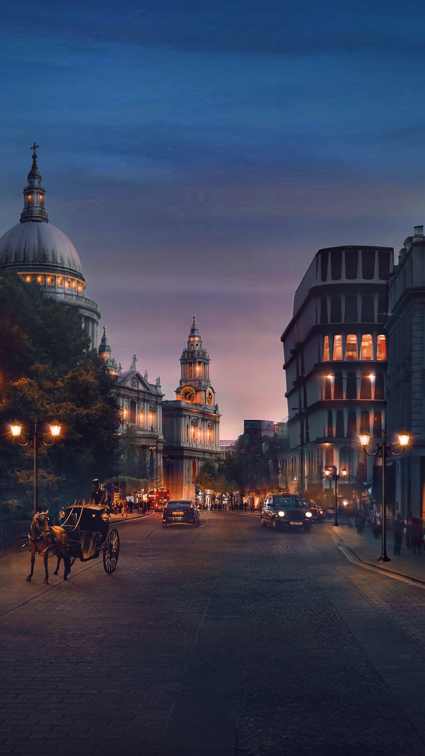 London Cityscape Buildings Street Night Sunset Surreal x