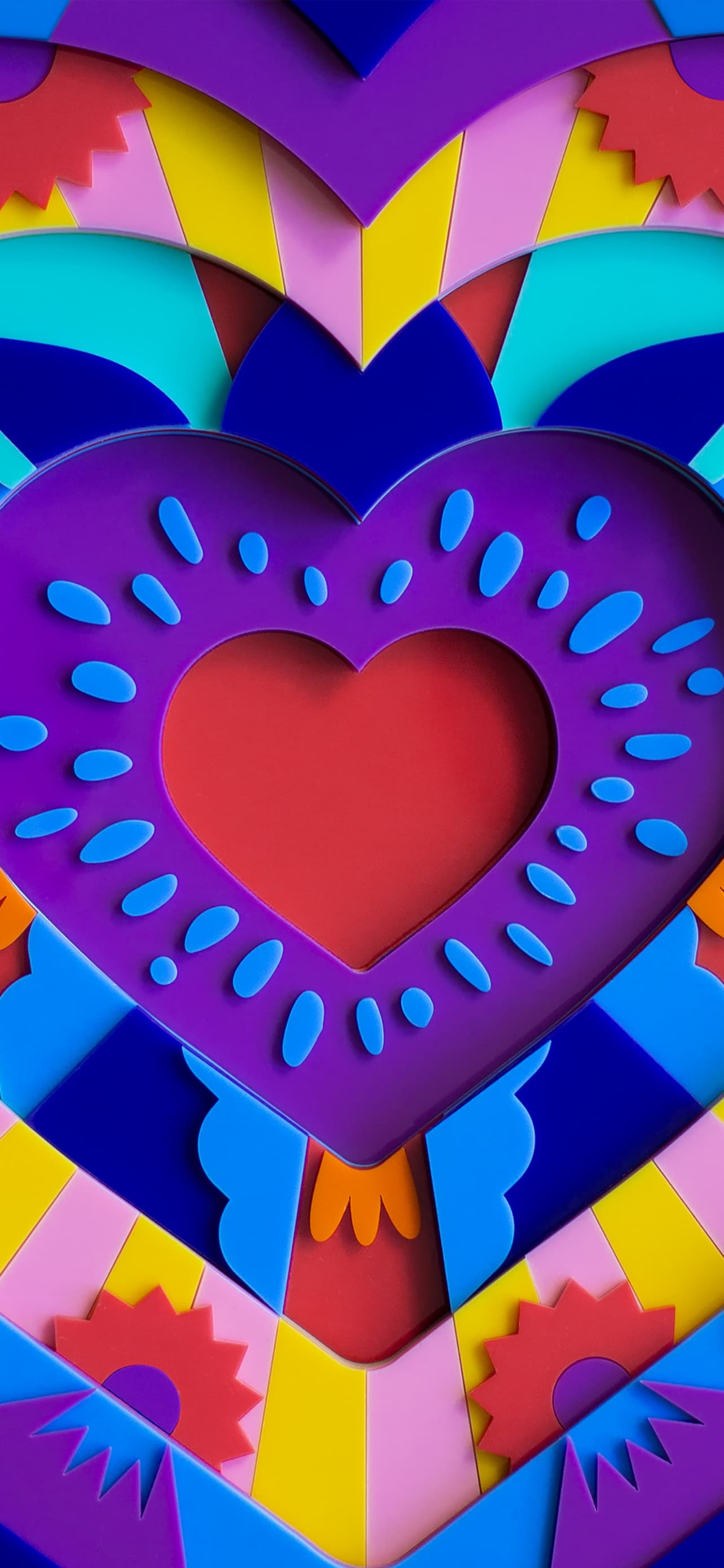 Love Heart Colorful 3d Acrylic Multicolor Instagram x - free HD phone wallpaper for iPhone and Android, 1284x2778