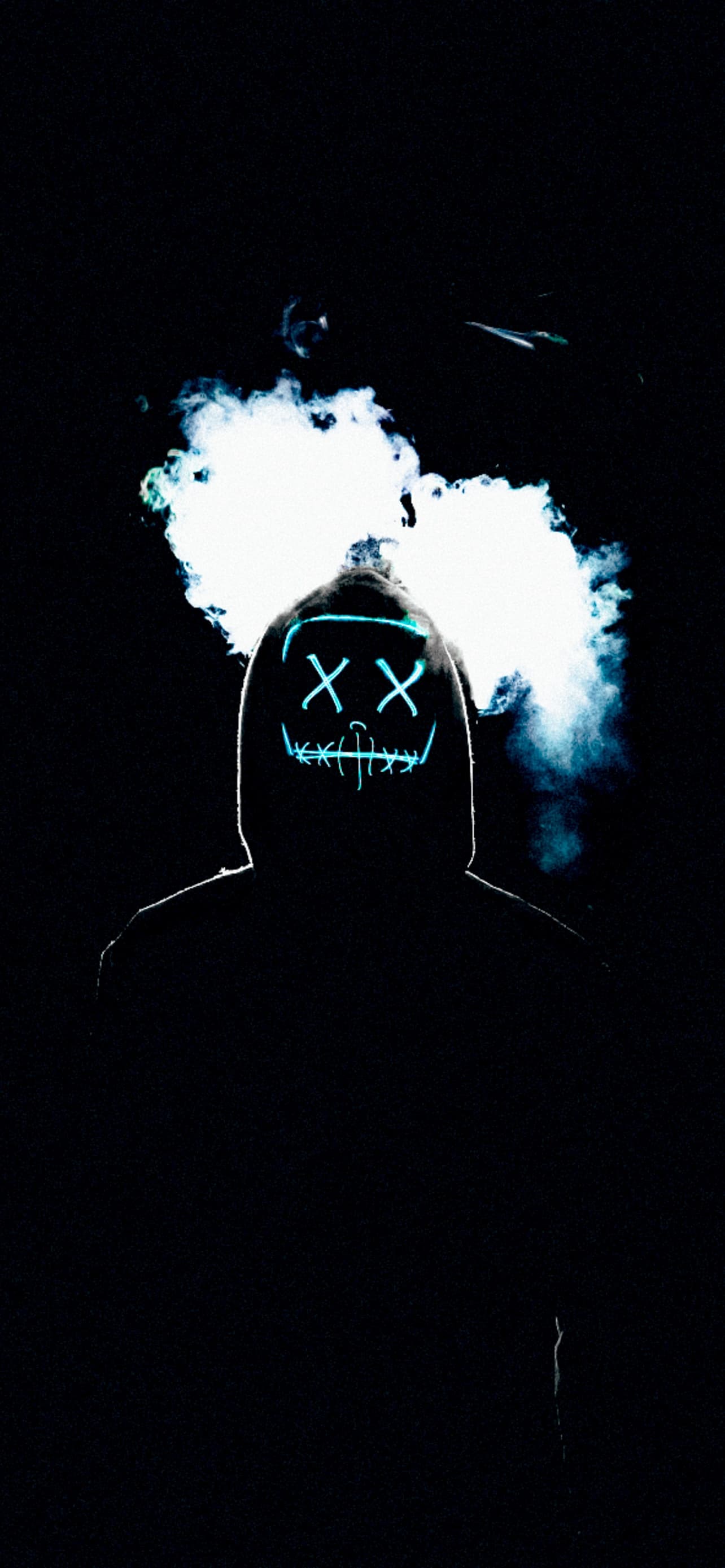 Man Led Mask Amoled Smoke Black Background Anonymous x