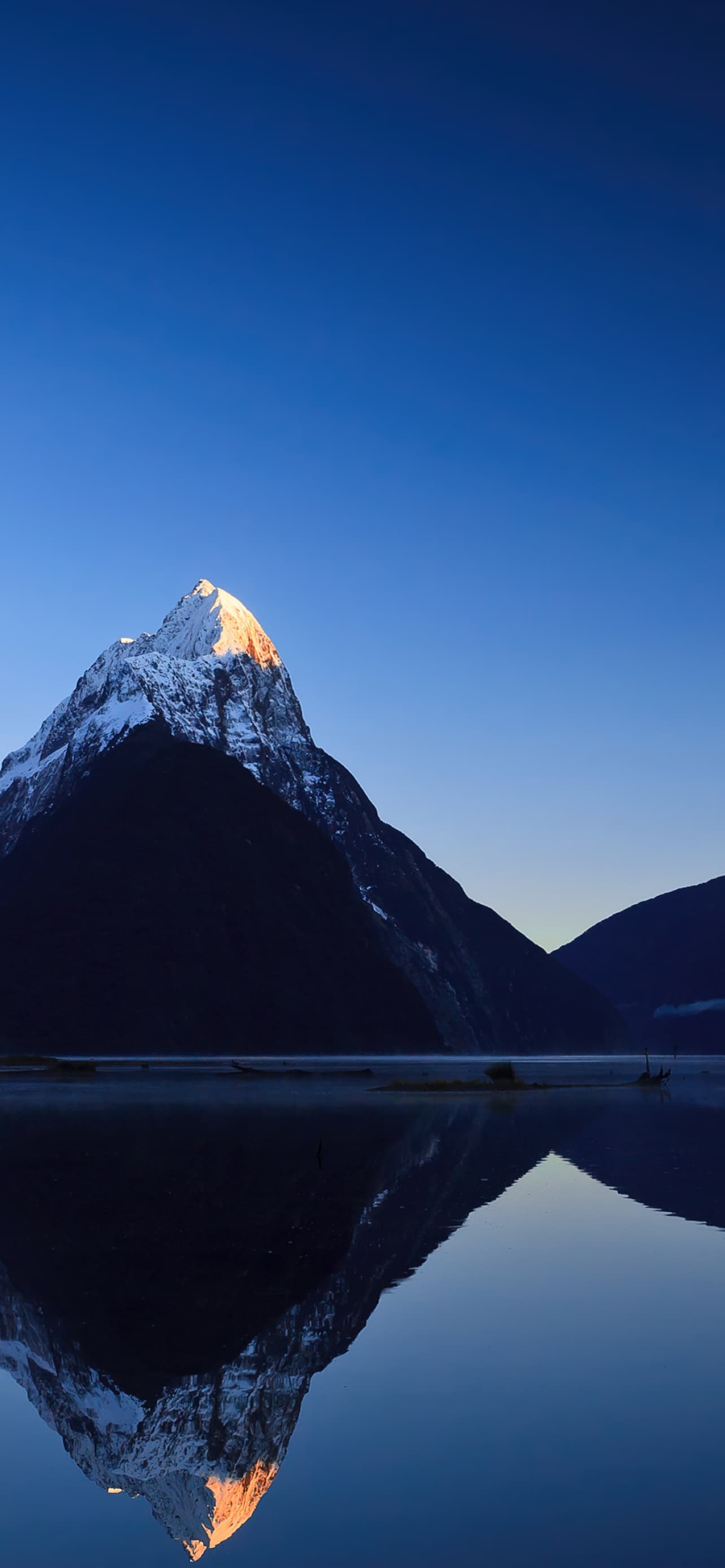 Morning Sunrise Blue Sky Mountains Reflections Milford x - free HD phone wallpaper for iPhone and Android, 1284x2778