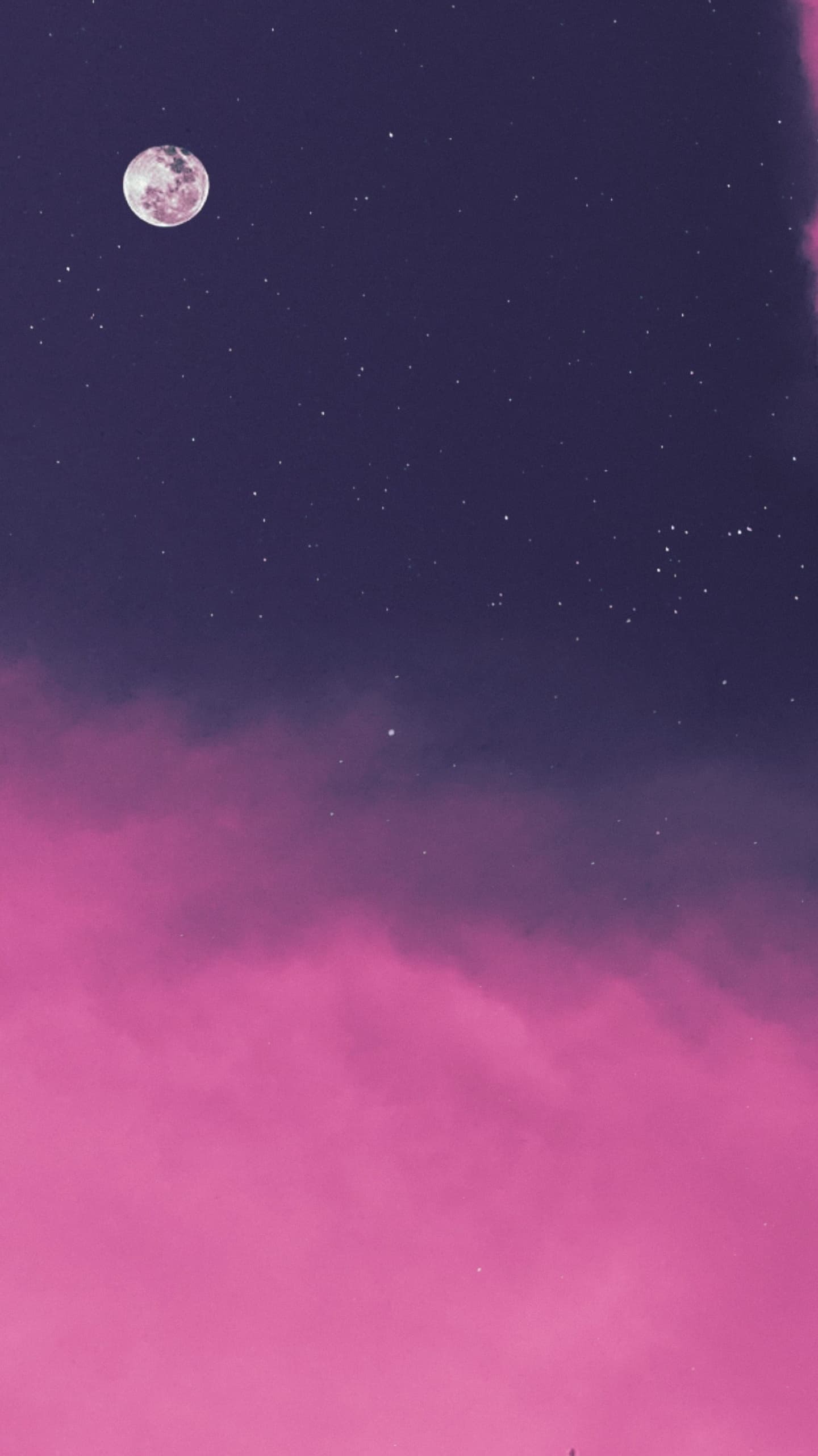 Pink Clouds Moon Sky View Purple Background Stars Lunar x