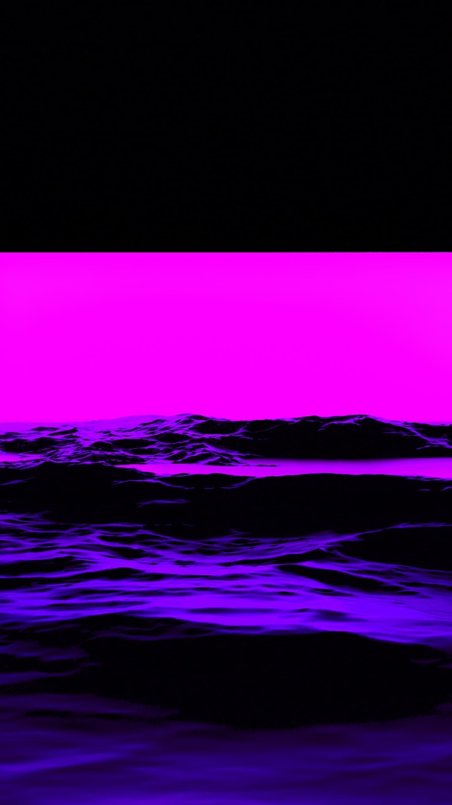 Pink Light Sea Waves 3d Black Background Digital Render x