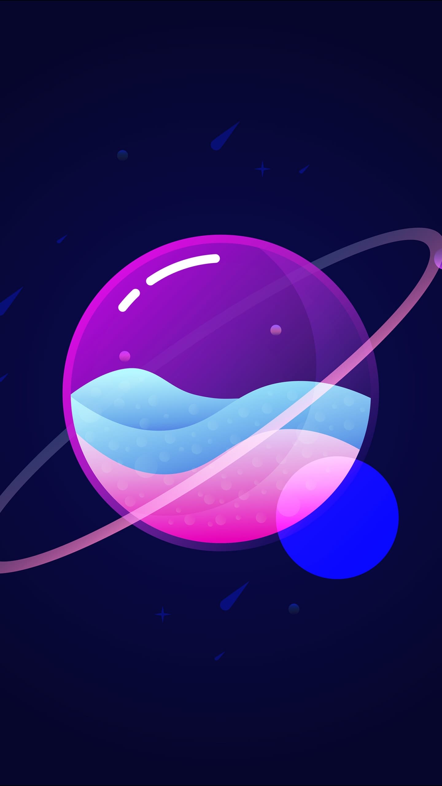 Planets Colorful Gradients Orbit Minimal Art Illustration x - free HD phone wallpaper for iPhone and Android, 1284x2778