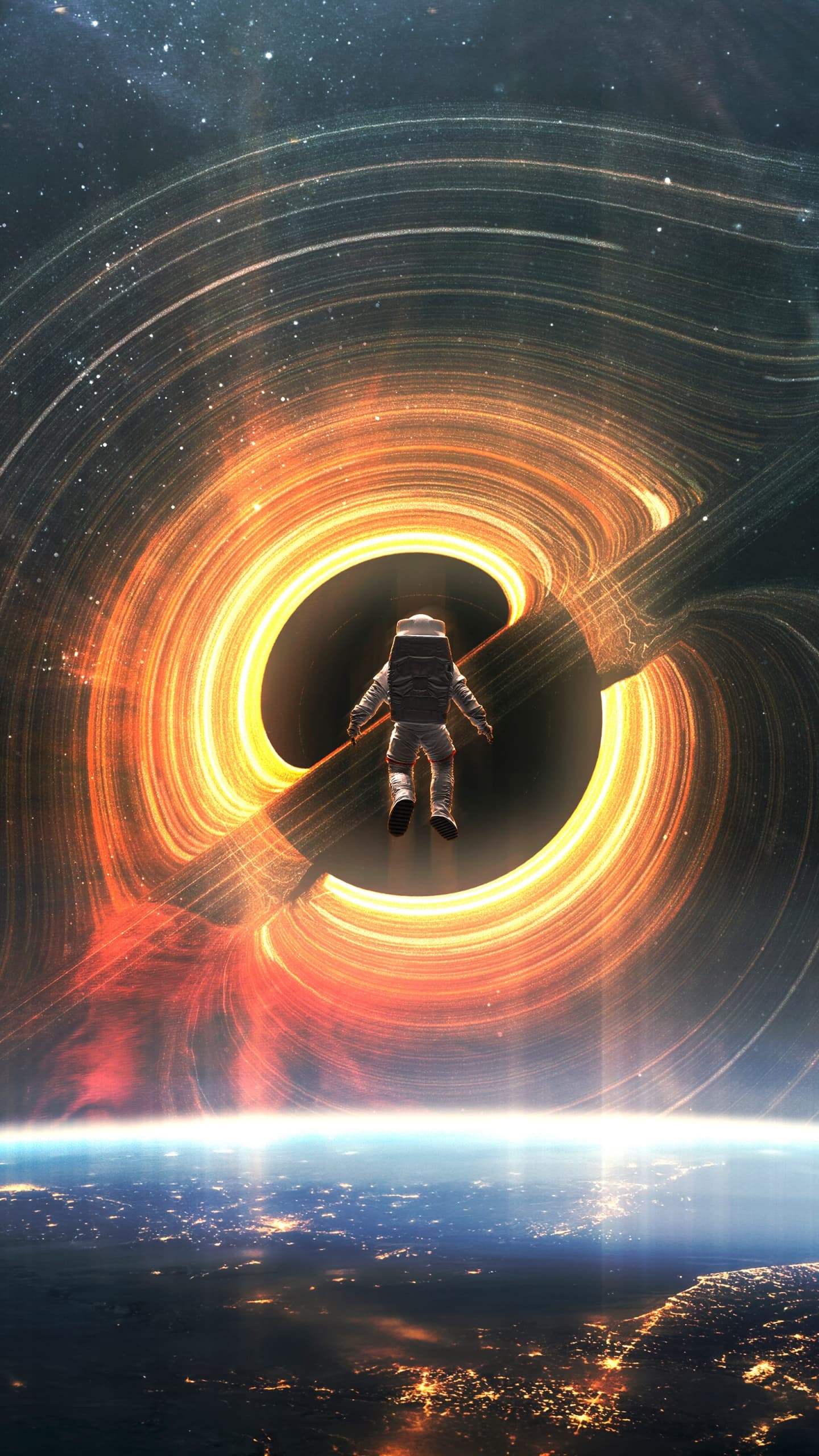 Refraction Black Hole Astronaut Planet Earth Outer Space x