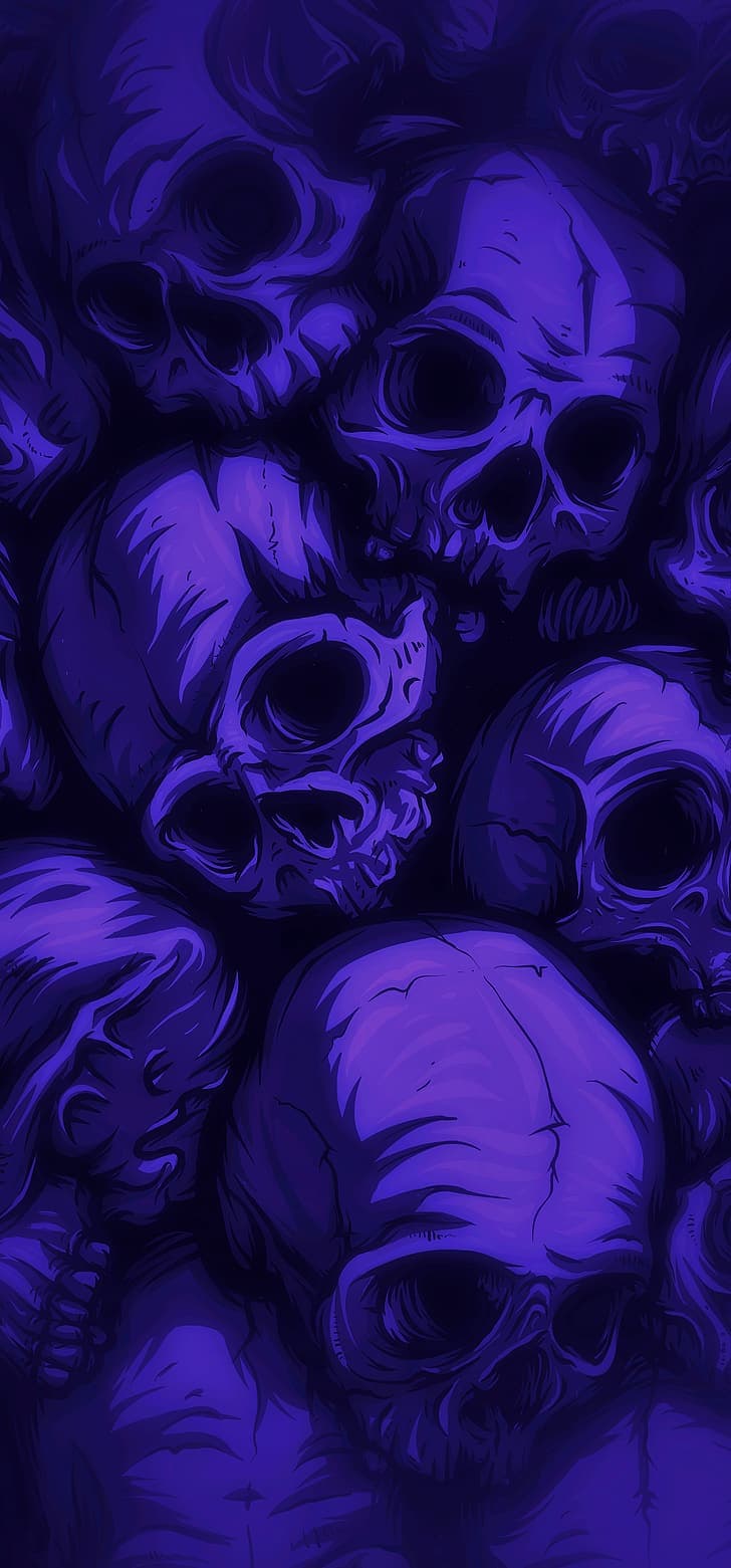 Skull And Bones Purple Background Vertical Portrait Display Hd Wallpaper Preview