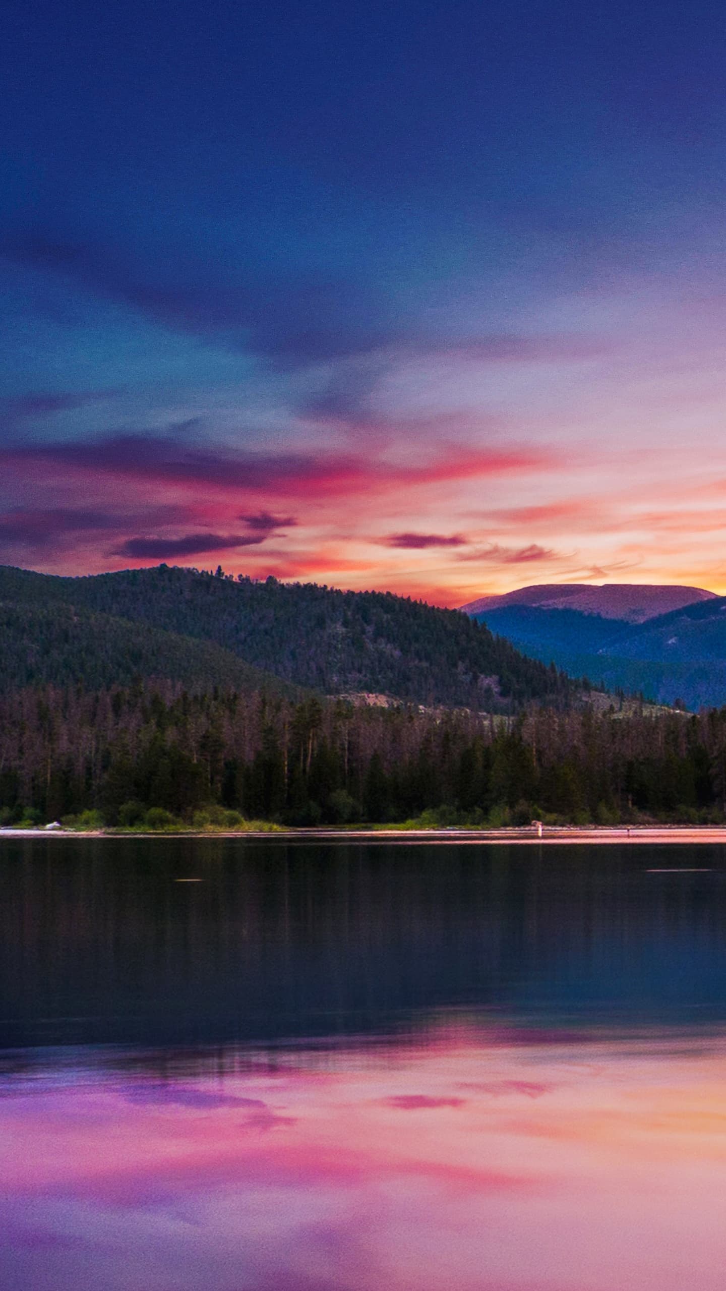 Sunset Forest Mountains River Body Of Water Reflection x - free HD phone wallpaper for iPhone and Android, 1284x2778