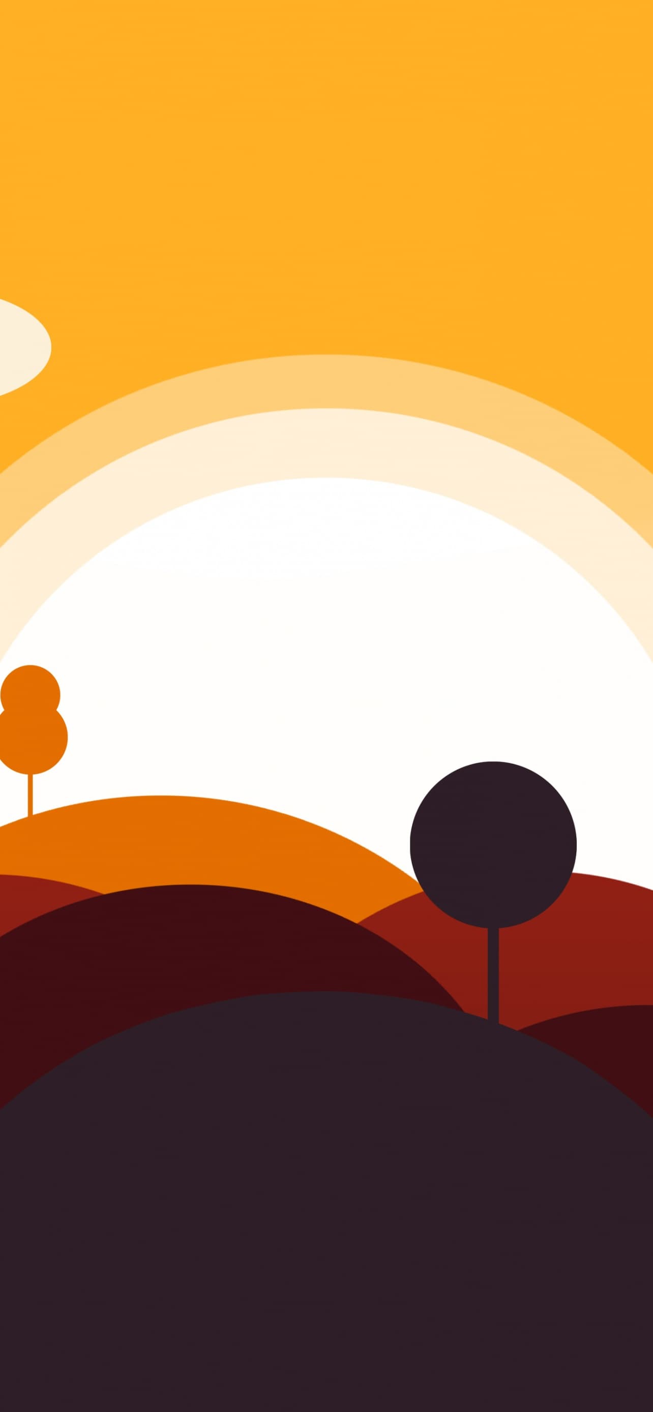 Vector Landscape Digital Art Sun Clouds Rolling Hills Flat x