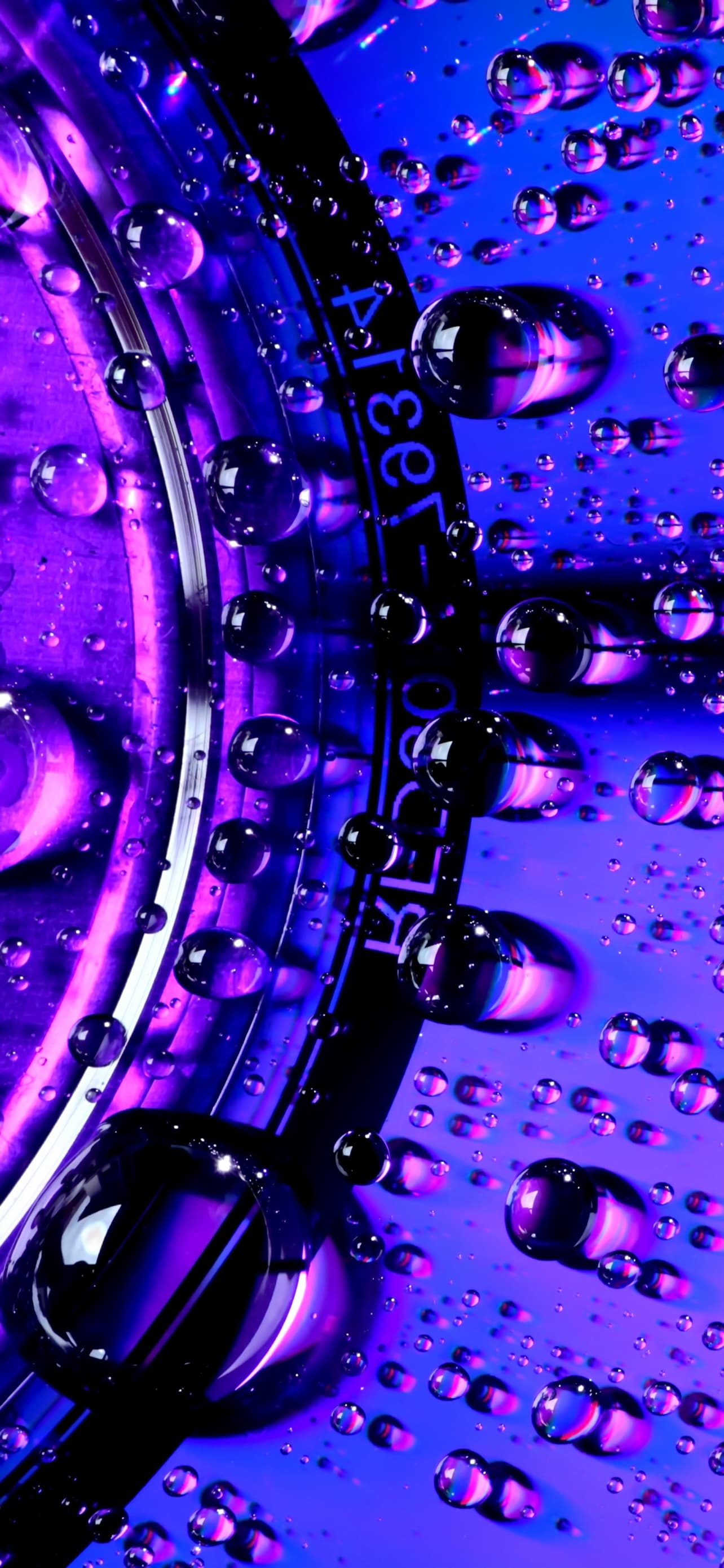 Water Droplets Macro Purple Light Closeup Cd Vivid Bright 5k x - free HD phone wallpaper for iPhone and Android, 1284x2778
