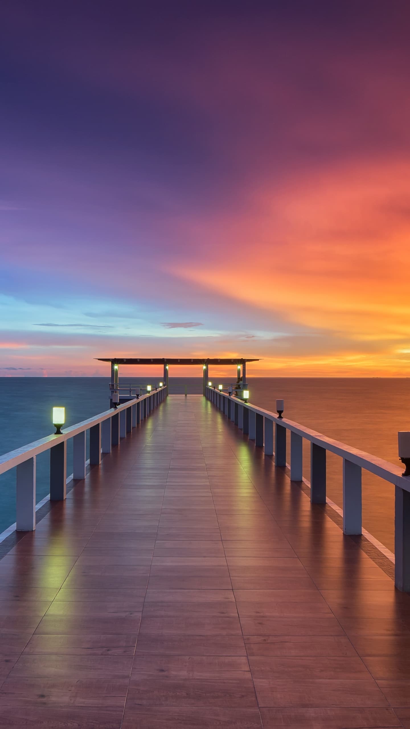 Wooden Pier Sunset Horizon Resort Dawn Dusk Vacation x - free HD phone wallpaper for iPhone and Android, 1284x2778